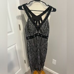 Sue Wong Nocturne Black/Gray Beaded Dress Az 6